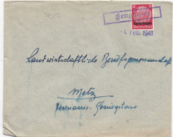 37352# HINDENBURG LOTHRINGEN LETTRE Obl SENGBUSCH 1 Février 1941 SEINGBOUSE MOSELLE METZ - Covers & Documents