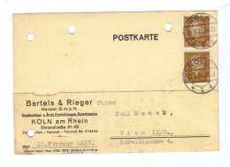 Deutschland, 1933, Postkarte Frankiert Mit Senkr. Paar 3Pf. "Reichspräsident", MiNr.410, Stempel Köln (13288E) - Postkarten