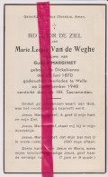 Devotie Doodsprentje Overlijden - Marie Van De Weghe Wed Gustaaf Marginet - Dikkelvenne 1870 - Melle 1948 - Décès