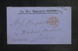 ROYAUME UNI - Enveloppe En Franchise De Londres Pour Jersey En 1889 - L 153151 - Briefe U. Dokumente