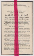 Devotie Doodsprentje Overlijden - Zuster Marie Guillaume ( Melanie Van Langenacker ) - St Truiden 1861 - Destelbergen 19 - Obituary Notices