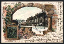 Passepartout-Lithographie Bayreuth, Opernstrasse Mit Opernhaus, Wappen  - Autres & Non Classés