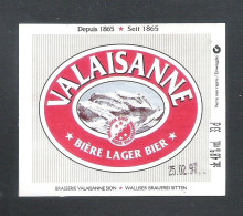 VALAISANNE - LAGER BIER  -  1 BIERETIKET  (BE 576) - Bière