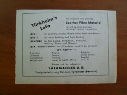 Publicité Pour Industrie De La Chaussure En RFA 1958 Lefa Contrefort Salamander AG Turkheim Leather Fibre Material - Publicités