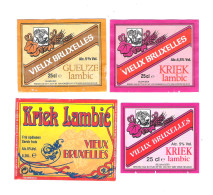 BROUWERIJ  VAN HONSEBROUCK - INGELMUNSTER - VIEUW BRUXELLES KRIEK LAMBIC - GUEUZE LAMBIC    -  4 BIERETIKETTEN  (BE 595) - Beer