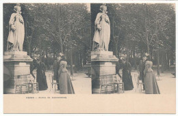 CPA Stéréoscopique 9 X 14  PARIS Jardin Du Luxembourg  Statue  Carte Précurseur - Parken, Tuinen