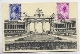 BELGIQUE SURTAXE SURTAXE 1FR75+2 FR45   AU RECTO CARTE 1ER JOUR EMISSION 1937 BRUSSEL - Storia Postale