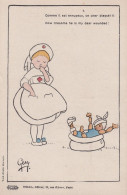 Croix Rouge Illustrée Guerre 1914 Gery Le Deley  Blessé Baignoire  Infirmière English Text Nurse Red Cross - Red Cross