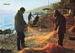 ISRAEL - Tiberias  - Fishermen And Their Net - Animé - Quai - Carte Postale - Israel