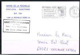 PHIL-L60 - FRANCE Flamme Illustrée Cérès Sur Lettre De Mairie De LA ROCHELLE Propagande Pour Les Timbres Poste 1994 - Mechanical Postmarks (Advertisement)