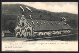 CPA Münster, III. Oberelsässisches Gausängerfest 1902, Festhalle Im Festschmuck  - Sonstige & Ohne Zuordnung