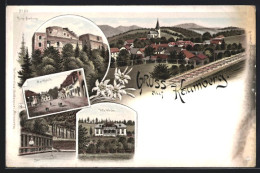 Lithographie Kaumberg, Ruine Araburg, Marktplatz, Villa Weber  - Andere & Zonder Classificatie