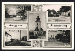 AK Wien-Stammersdorf, Kellergasse, Kriegerdenkmal, Bahnhof, Freiheitsplatz  - Autres & Non Classés