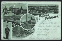 Lithographie Pribram, Svara Hora, Marianska Sachta, Hute  - Tschechische Republik