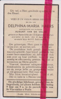 Devotie Doodsprentje Overlijden - Delphina Haers Echtg August Van De Velde - Bassevelde 1870 - Gent 1943 - Obituary Notices