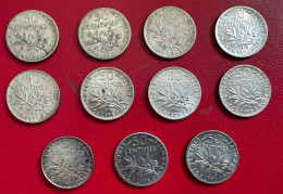 Lot De 11 Pièces De 50 Centimes Semeuse De 1899 à 1908 (argent) - 3ème République - Réf, S 14 - 50 Centimes