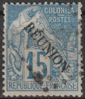 REUNION  22a (o) Type Alphée Dubois Variété Avec Accent Sur Le E + Cachet Avec Points 1877 (CV 150 €) [ColCla] - Used Stamps