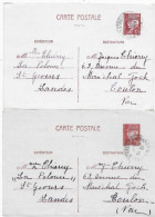 Entier Postal Carte Type PETAIN Défaut D'encrage Voir Cheveux Et Moustache (joint Carte Ordinaire) - Standaardpostkaarten En TSC (Voor 1995)