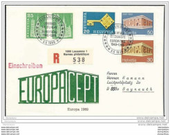 166 - 6 - Enveloppe Suisserecommandée  Avec Oblit Spéciale De Lausanne 1969 "Journée De L'Europe" - Idées Européennes