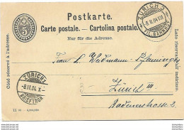 39 - 6 - Entier Postal Avec Superbe Cachet à Date Zürich  Fil Bahnhof 1904 - Postwaardestukken