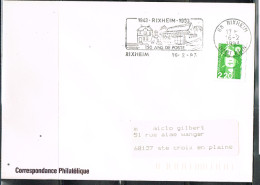 PHIL-L67 - FRANCE Flamme Illustrée Sur Lettre SCOTEM De RIXHEIM 150 Ans De Poste 1993 - Maschinenstempel (Werbestempel)