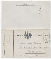 Guerre 39/45 Carte Lettre FM 1940 Secteur Postal 12 - 2. Weltkrieg 1939-1945