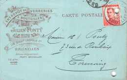 E664 Entier Postal Carte Lettre Entrepôt De Verreries Julien Ponty  Bruxelles - Sonstige & Ohne Zuordnung