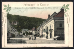 AK Friesach I. Kärnten, Hauptplatz Mit Geschäft V. H. Hauser Und Ruine Rothturm  - Autres & Non Classés