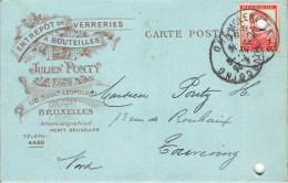 E667 Entier Postal Carte Lettre Entrepôt De Verreries Julien Ponty  Bruxelles - Otros & Sin Clasificación