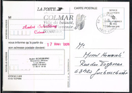 PHIL-L69 - FRANCE Flamme Illustrée Sur Carte Postale En Franchise De La Poste Blason De Colmar Ville De Beauté 1994 - Mechanische Stempels (reclame)