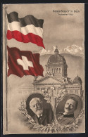 AK Bern, Besuch Kaiser Wilhelm II. In Bern Im September 1912, Porträt Und Flaggen  - Port