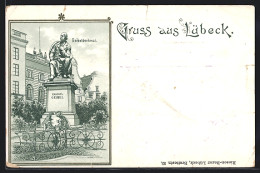 Lithographie Lübeck, Geibeldenkmal  - Luebeck