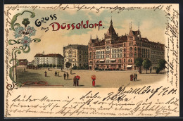 Lithographie Düsseldorf, Partie Am Wilhelmsplatz  - Duesseldorf