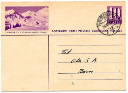 19 - 62 - Entier Postal Avec Illustration "Champéry - Planachaux (Valais" Cachet à Date  Herisau 1938 - Postwaardestukken