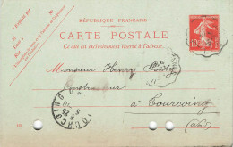 E670 Entier Postal Carte Lettre Bondes Metalliques H.LECLERCQ Trith's Léger - Vorläufer