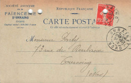 E672 Entier Postal Carte Lettre Faïencerie D'Onnaing - Voorloper Kaarten