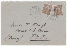 Lettre Timbres TUNISIENS Cachet Ferroviaire ALGERIEN  SOUKARAS A CONSTANTINE 1929  P/ MAROC  Bonne Pièce - Storia Postale