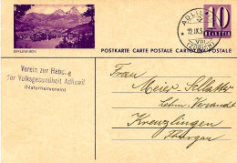 19 - 34 - Entier Postal Avec Illustration "Brunnen" Cachet à Date Adliswil 1938 - Stamped Stationery