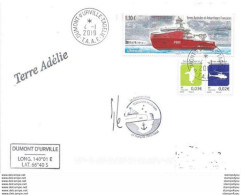 229 - 6 - Enveloppe Navire Polaire "Astrolabe" Terre Adélie 4.1.19. - Polar Ships & Icebreakers