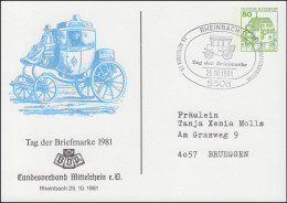 Privatpostkarte PP 104/129 Tag Der Briefmarke 1981 SSt RHEINBACH 25.10.81 - Privatumschläge - Ungebraucht