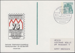 Privatpostkarte PP 100 Ausstellung NAPOSTA 78 SSt FRANKFURT / MAIN 20.5.1978 - Enveloppes Privées - Neuves