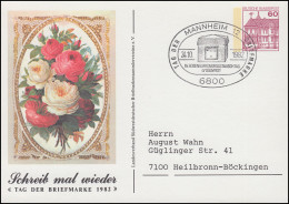 Privatpostkarte PP 106/99 T.d.B. Blumen SSt MANNHEIM 24.10.82 Nach Heilbronn - Enveloppes Privées - Neuves