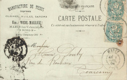 E676 Entier Postal Carte Lettre Manufacture De Tissus Marly Lez Valenciennes - 1877-1920: Semi Modern Period