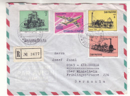 Saint Marin - Lettre Recom De 1964 - Oblit Républica S. Marino - Expédié Vers Kirchheim - Trains - Avions - - Covers & Documents