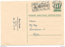 93 - 19 - Entier Postal Avec Superbe Oblit Mécanique "6. Basler Rheinsporttage 1954" - Postwaardestukken