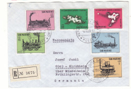 Saint Marin - Lettre Recom De 1964 - Oblit Républica S. Marino - Expédié Vers Kirchheim - Trains - Baseball - - Storia Postale