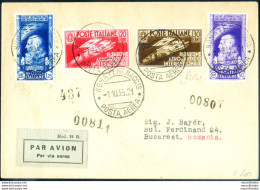 Regno. Salone Aeronautico 1935. Serie Completa Su Busta 1. Giorno Da Roma Per La Romania - Sonstige & Ohne Zuordnung