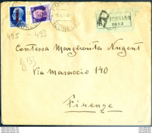 RSI. Soprastampati 1944. Raccomandata Da Fossano (CN) Per Firenze. - Autres & Non Classés