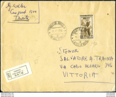 Zona A. Italia Al Lavoro 1954. Lire 200 Dent. 13,25x14,25 Su Raccomandata In Tariffa. - Sonstige & Ohne Zuordnung