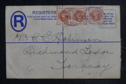 ROYAUME UNI - Entier Postal + Compléments Perforés En Recommandé Pour Torquay En 1892 - L 153177 - Stamped Stationery, Airletters & Aerogrammes